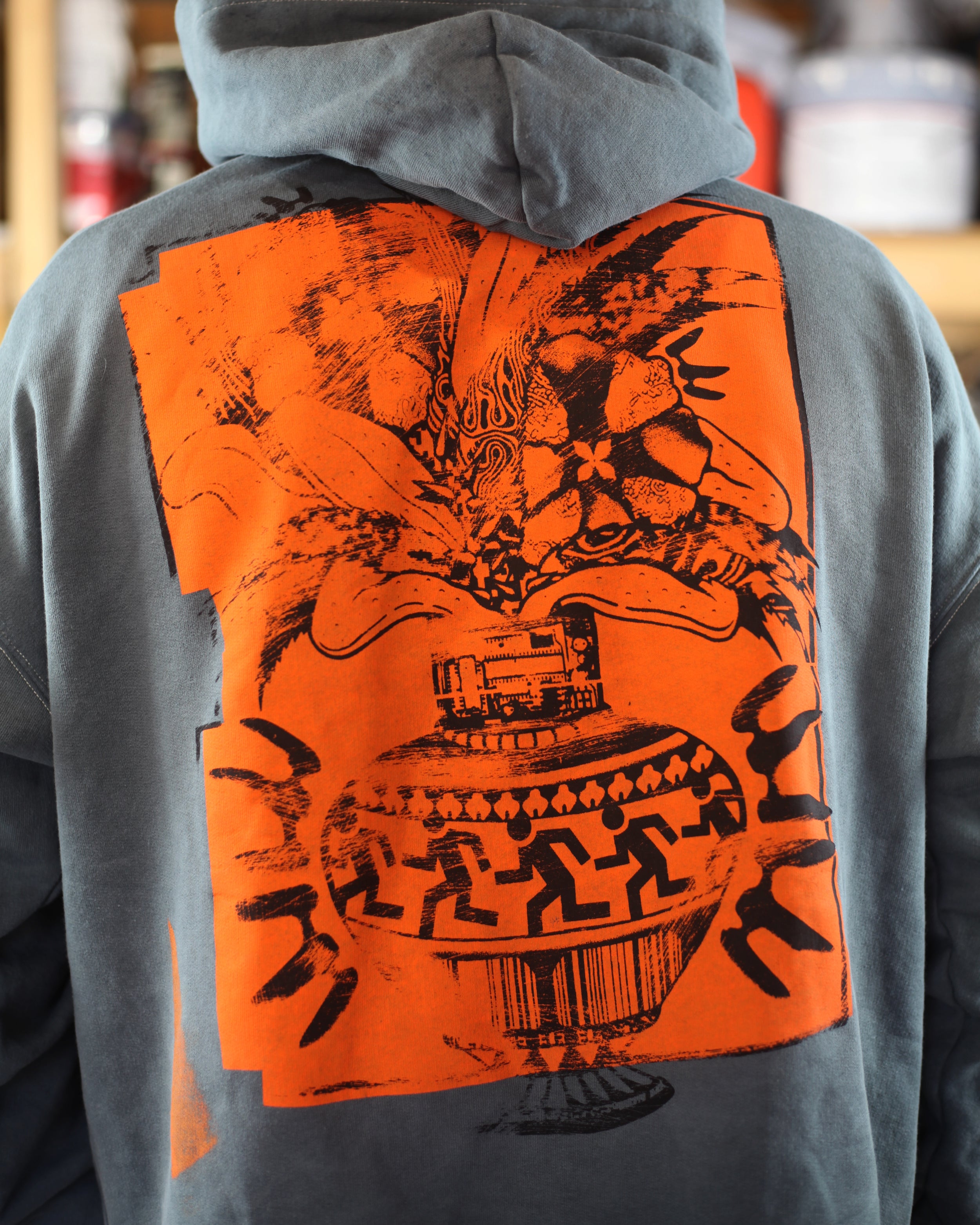 Dusty Blue Hoodie With Print Error