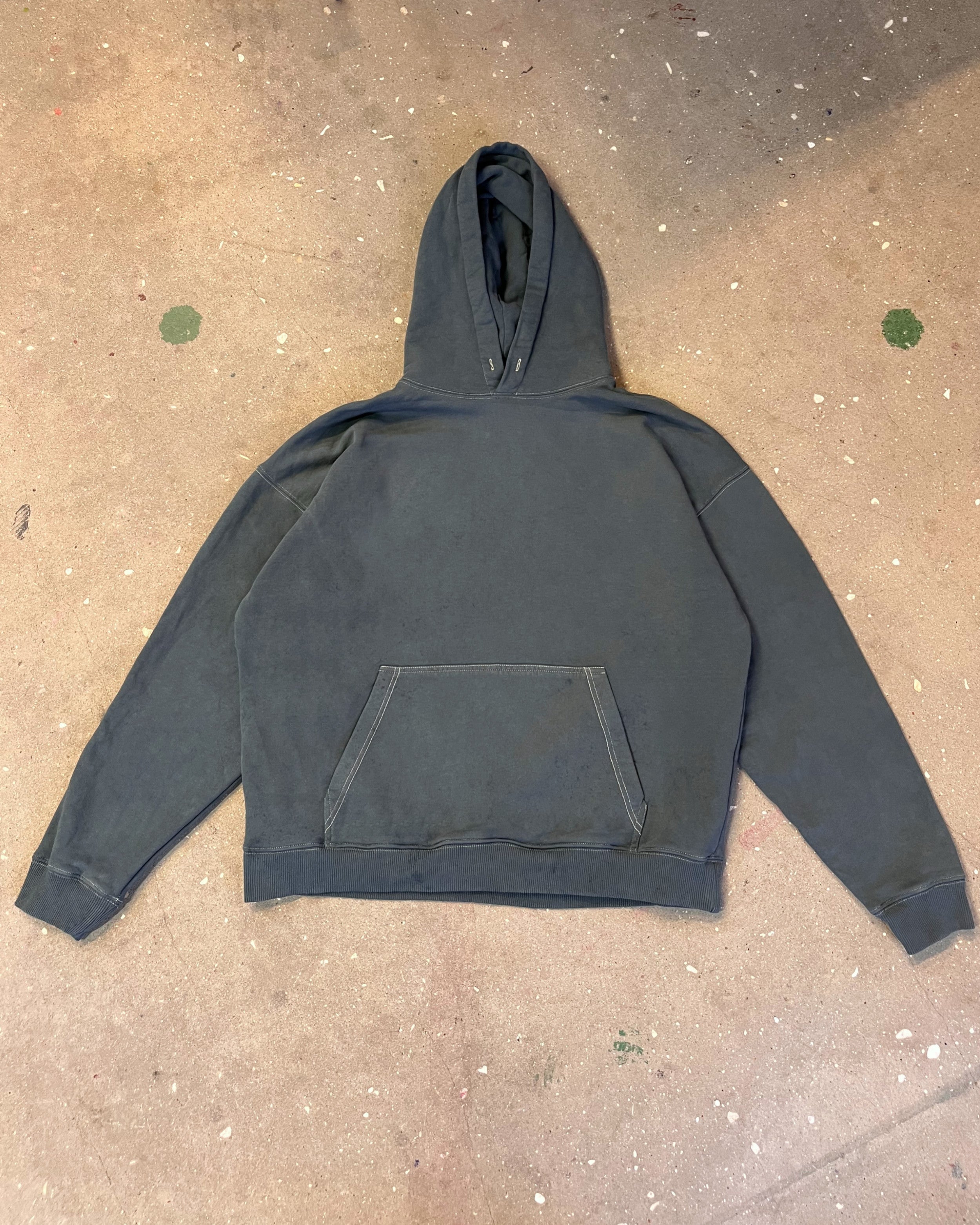 Dusty Blue Hoodie With Digital Collage Print